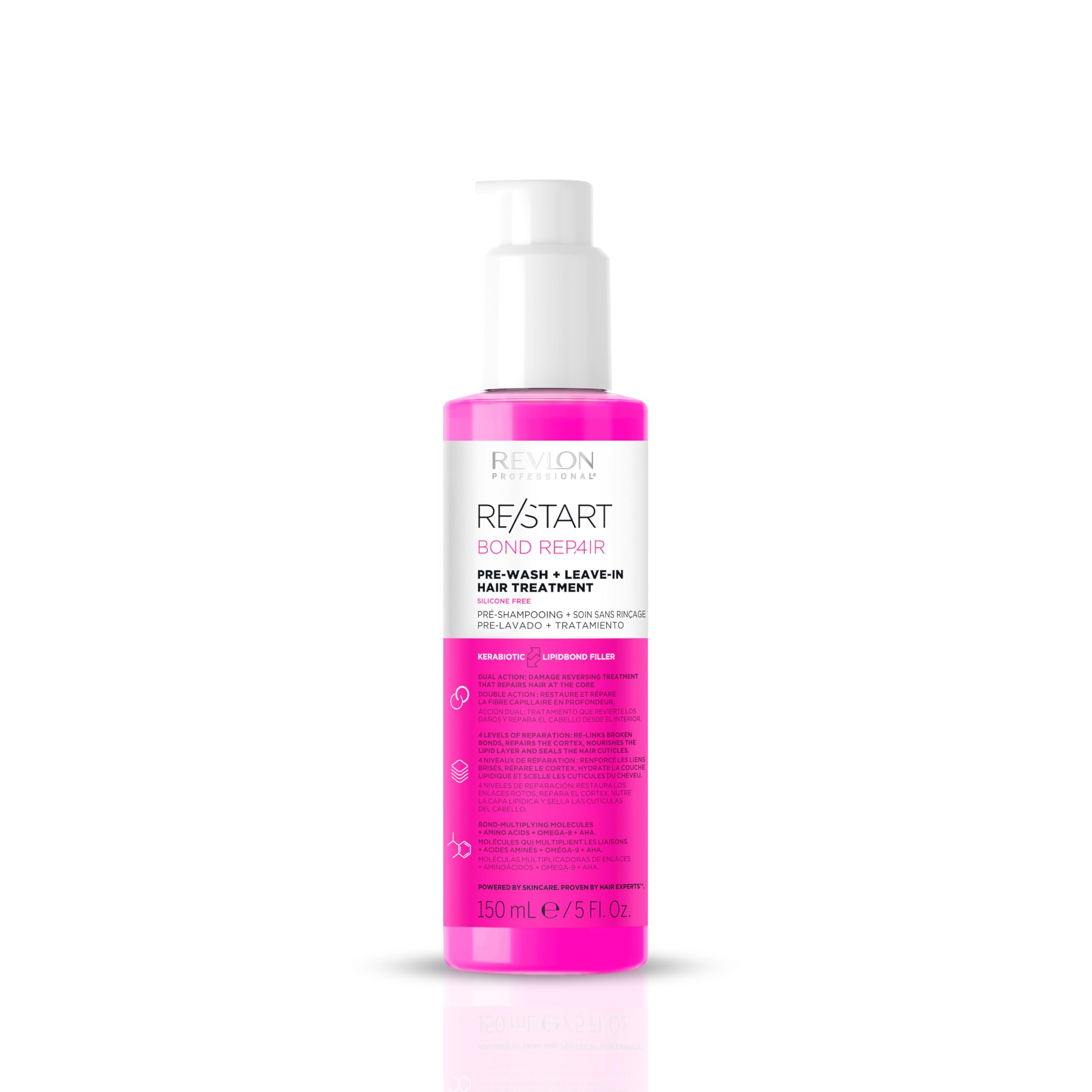 Revlon Professional RE/START Bond Repair Leave-in Treatment, Pre-Wash & Double Action Repair Repair, przywraca zniszczone włosy i uszczelnia naskórek, wegańska formuła, 150 ml