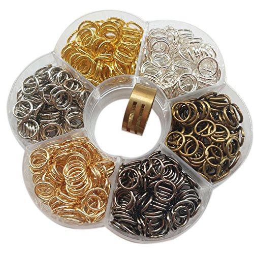 Chenkou Craft 1箱 6色 オープン ジャンプ リング & リング ジュエリー キーチェーン 4mmから10mmまで ジャンプリング開閉ツール 1個 クリアボックス 9mm 0