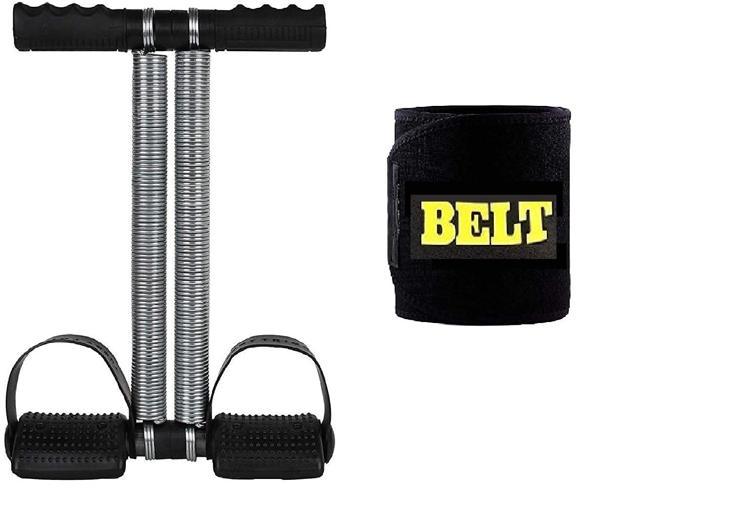 6-in-1 Ab Tummy Trimmer with Sweat Belt Combo | Multipurpose Weight Loss & Fitness Equipment for Men & Women | Home Gym Ab Exerciser with Dual Spring Resistance | Sweat Slim Belt Free-image-3