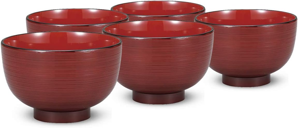 CTC-077537 Red, 4.3 x 2.8 inches (108 x 72 mm), Soup Bowl, Brushed, Pack of 5