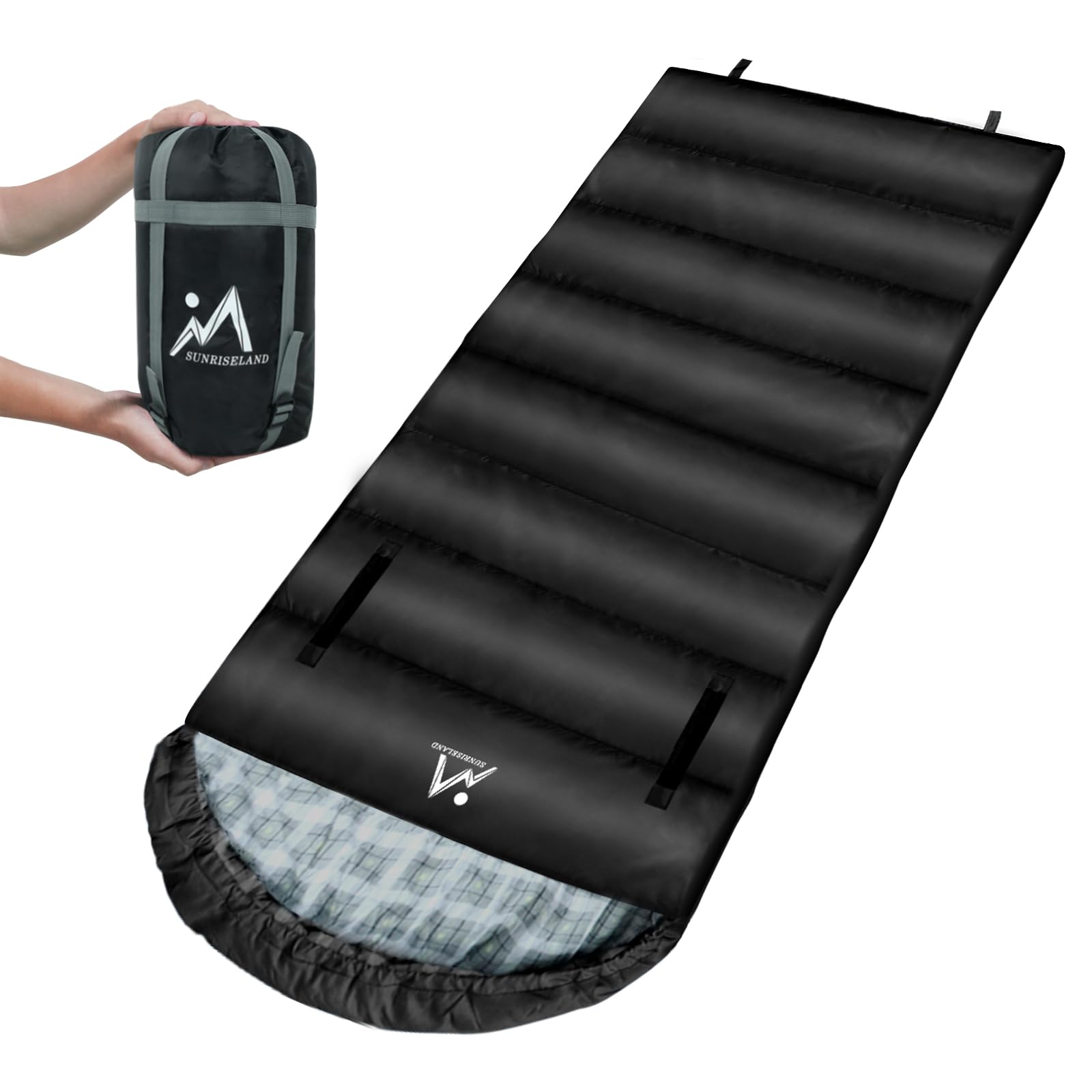 Wearable Camping Sleeping Bag for Adults & Kids with Hood, Cotton 400GSM Flannel Lightweight Waterproof 3 Season Warm & Cold Weather for Backpacking, Hiking, Indoor& Outdoor, with Compression Sack