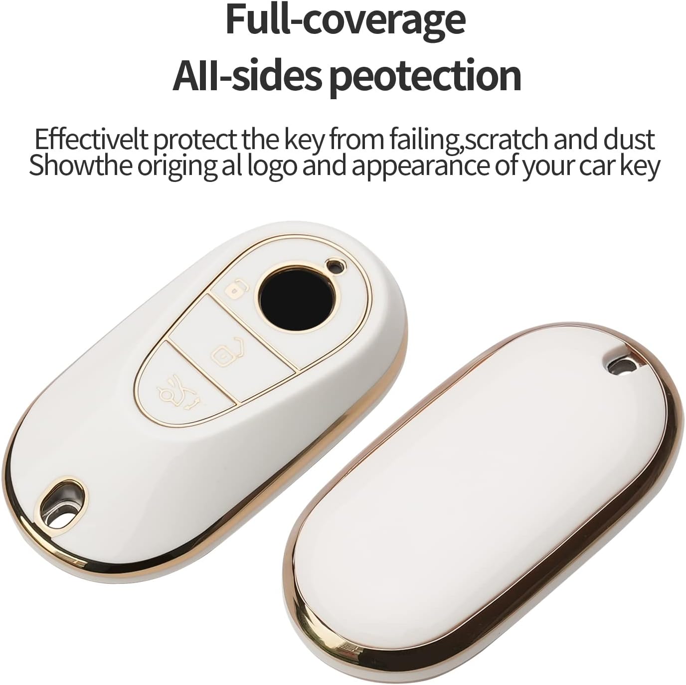for Mercedes Benz Key Fob Cover Keychain Fit for,2020-2025 Mercedes Benz S-Class G-Class E-Class,Smart Key Shell Case (Lvory White) image 2