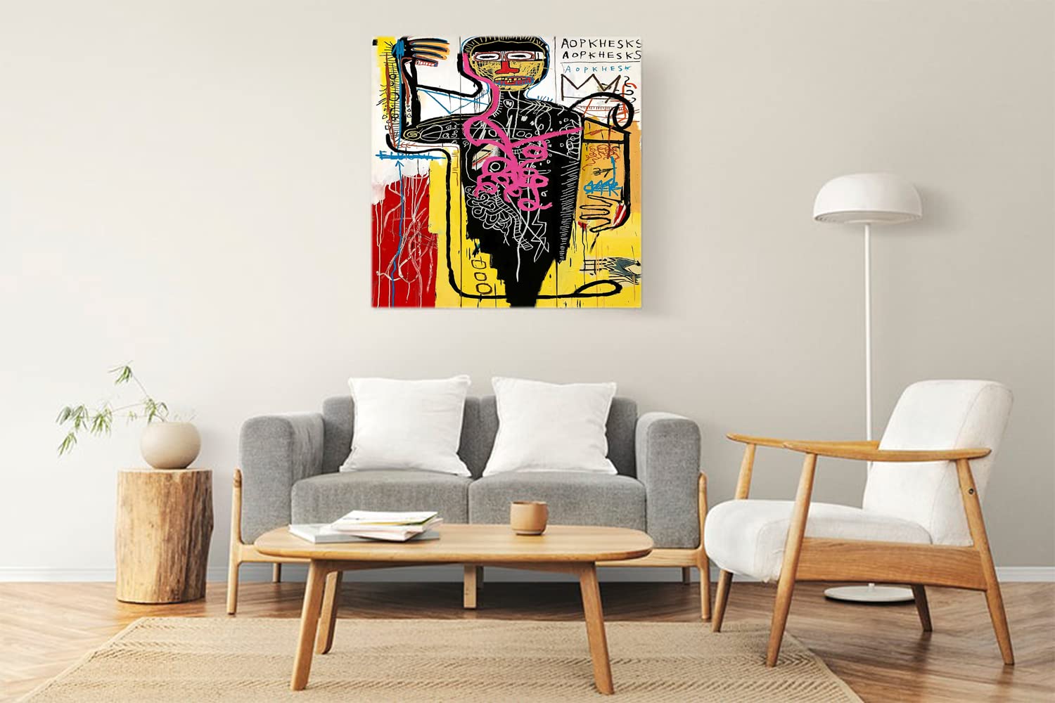 VERRE ART Designs Print Wooden Framed Canvas Wall Art Decoration Poster (22x22 Inch) - WARHOL & BASQUIAT