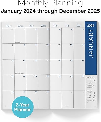 Miniatura 2 de Global Printed Products Agenda mensual de bolsillo 2 años 2024-2025 - Negro