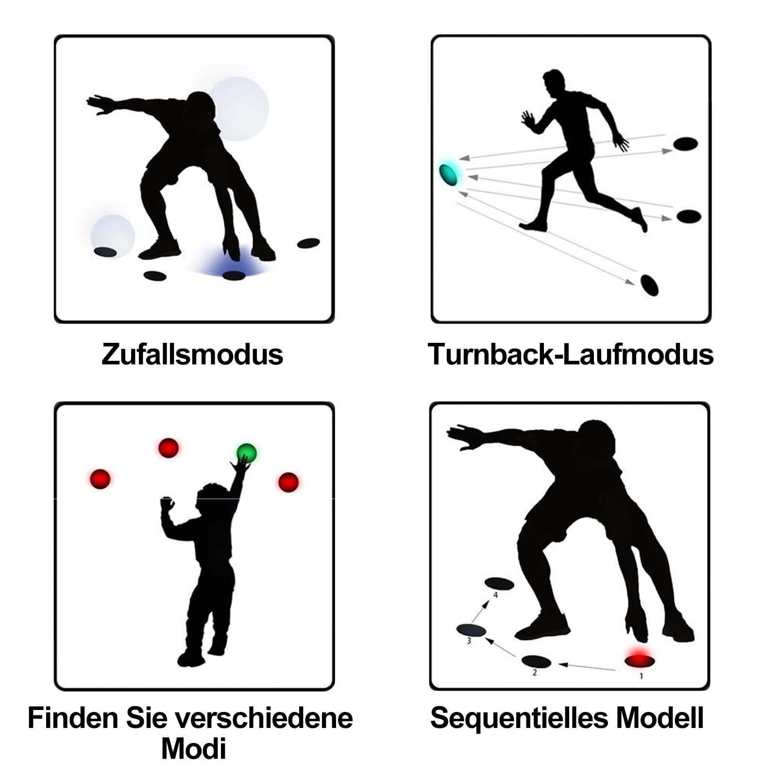 Lot de 4 lumières d'entraînement à réaction, entraînement de vitesse d'agilité, football, basket-ball, entraînement à distance, lumière d'entraînement pour adultes et enfants