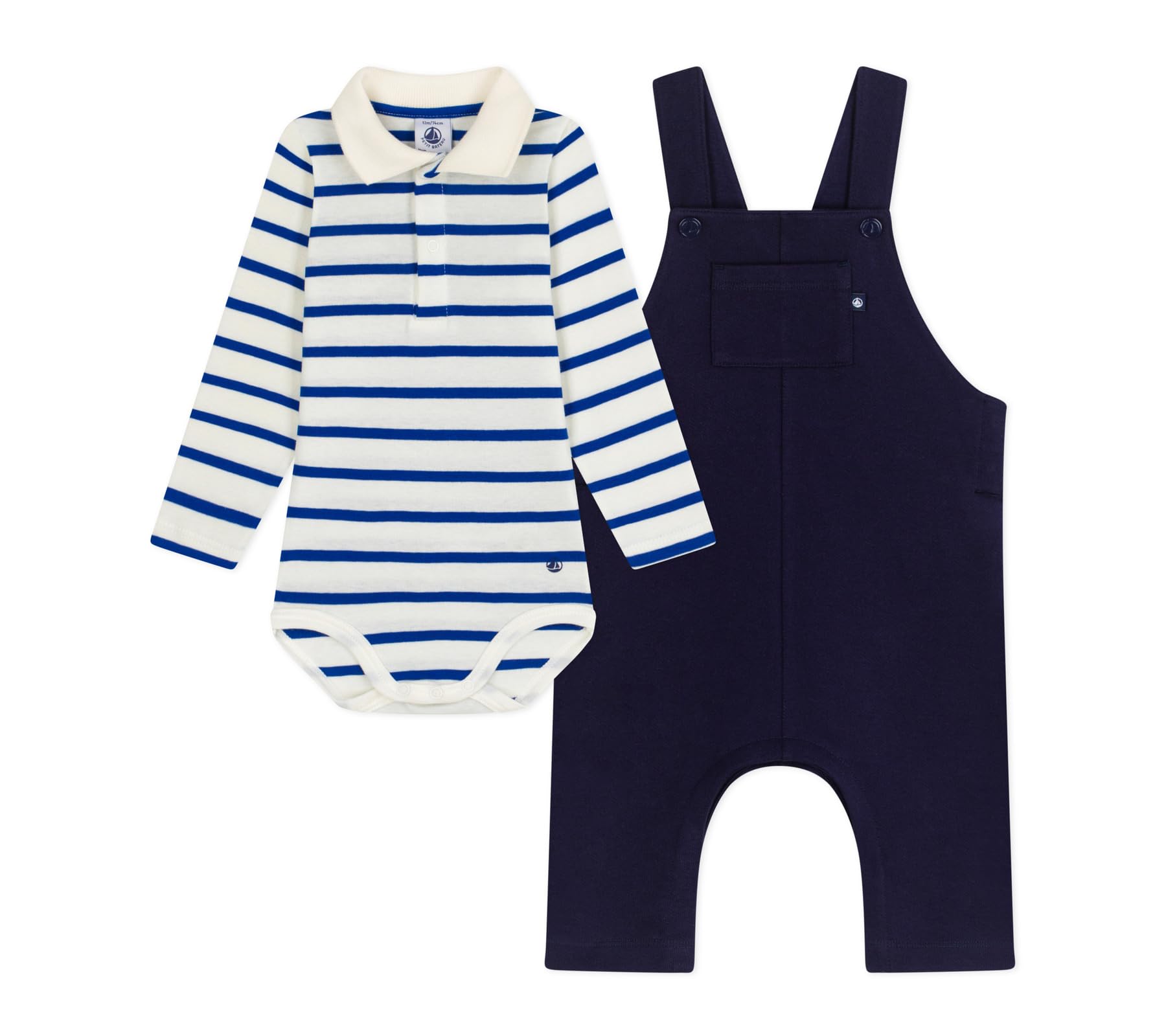Petit Bateau Bawełniany zestaw prezentowy dla niemowląt: kombinezon i body