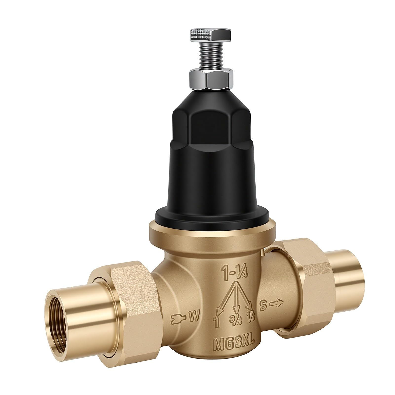 Luocute Válvula Reductora de Presión de Agua de Latón de 3/4 pulg. | Regulador de presión de agua con conexión dual FNPT y filtro de acero inoxidable para sistemas de plomería residencial y