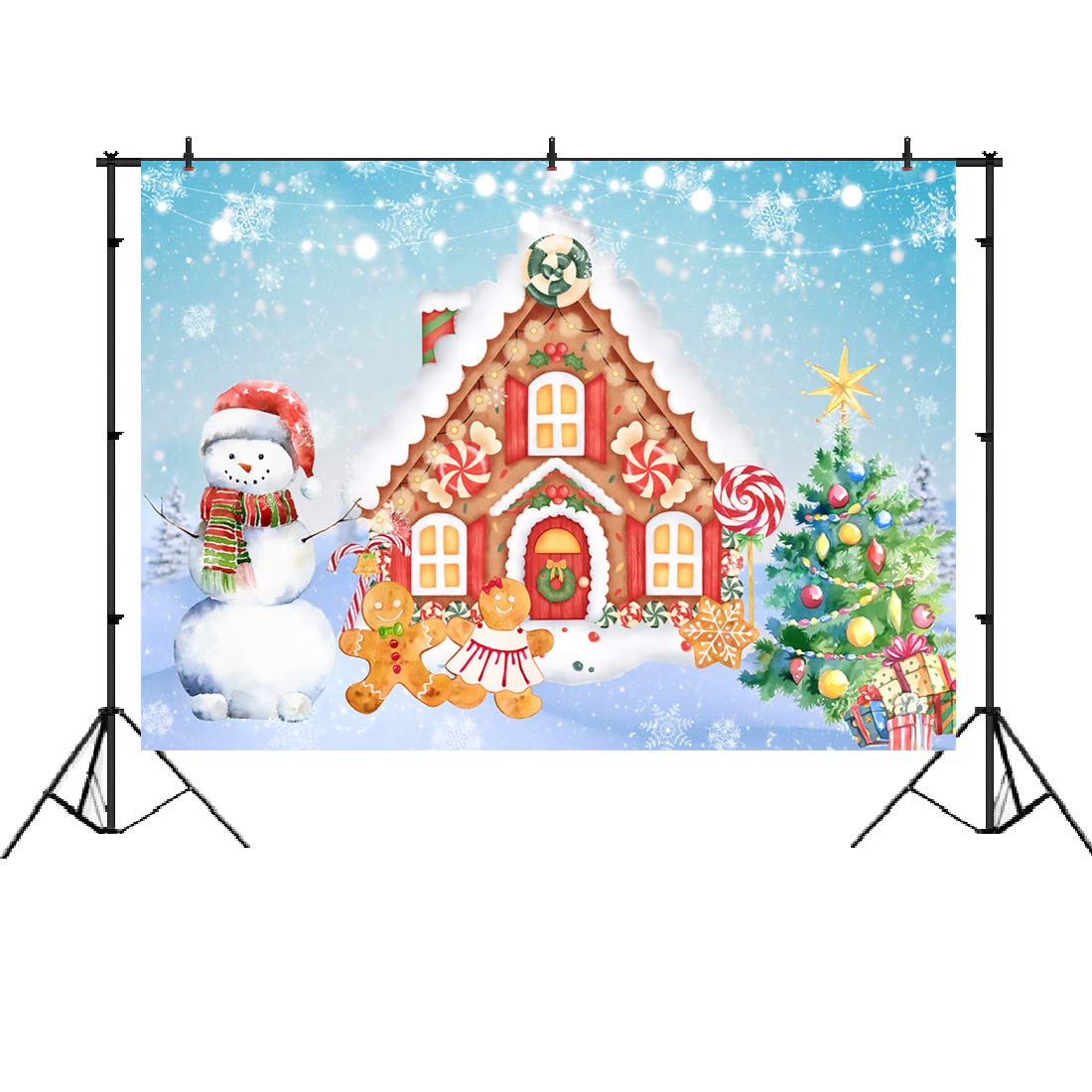 Tamaño 7x5 Pies Algodón BELECO 2.1x1.5m Tela Navidad Casa De Pan De Jengibre Telón De Fondo Casa De Navidad Cabina Piruletas Regalos Dulces Árbol De Navidad Foto Fondo Bebé Niños Familia Fiesta
