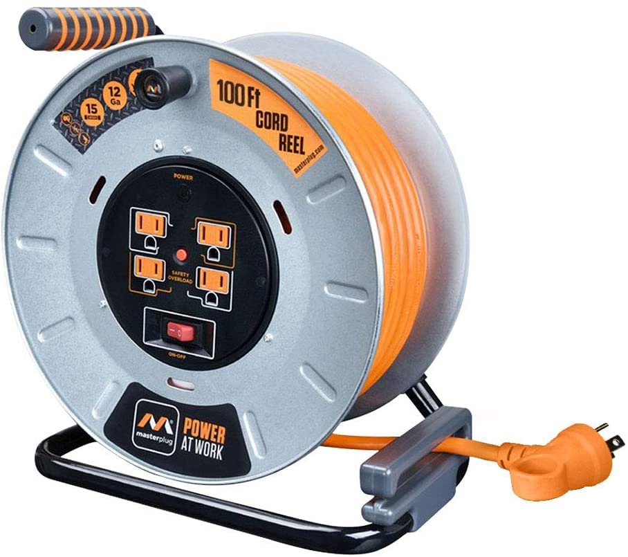 Buy 100ft Cord Reel, Metal Cable Drum, Extension Lead with Winding