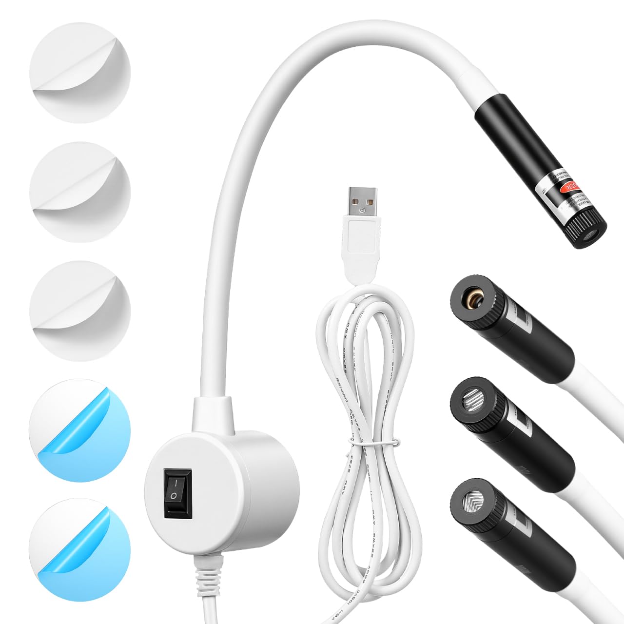 Luz de posicionamiento magnético para máquina de coser, guía ajustable manos libres con enchufe para acolchar, sierra ingletadora y prensa de calor