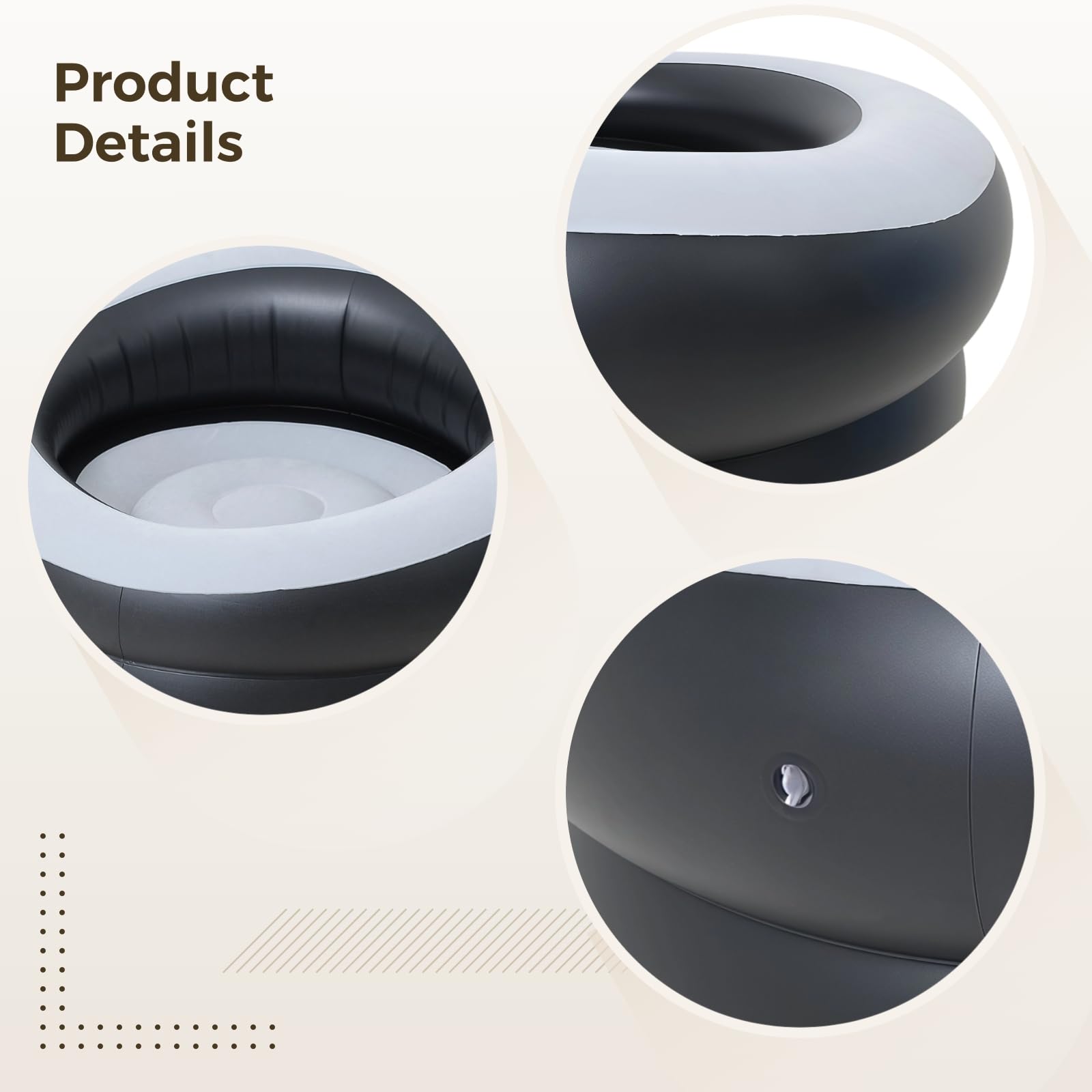 2 STK. Aufblasbares Sofa, PVC beflocktes Lazy Sofa, ergonomisches Design, verstellbare Festigkeit, mit Luftpumpe, ideal für Entspannung, Lesen, Sonnenbaden und den Einsatz im Freien