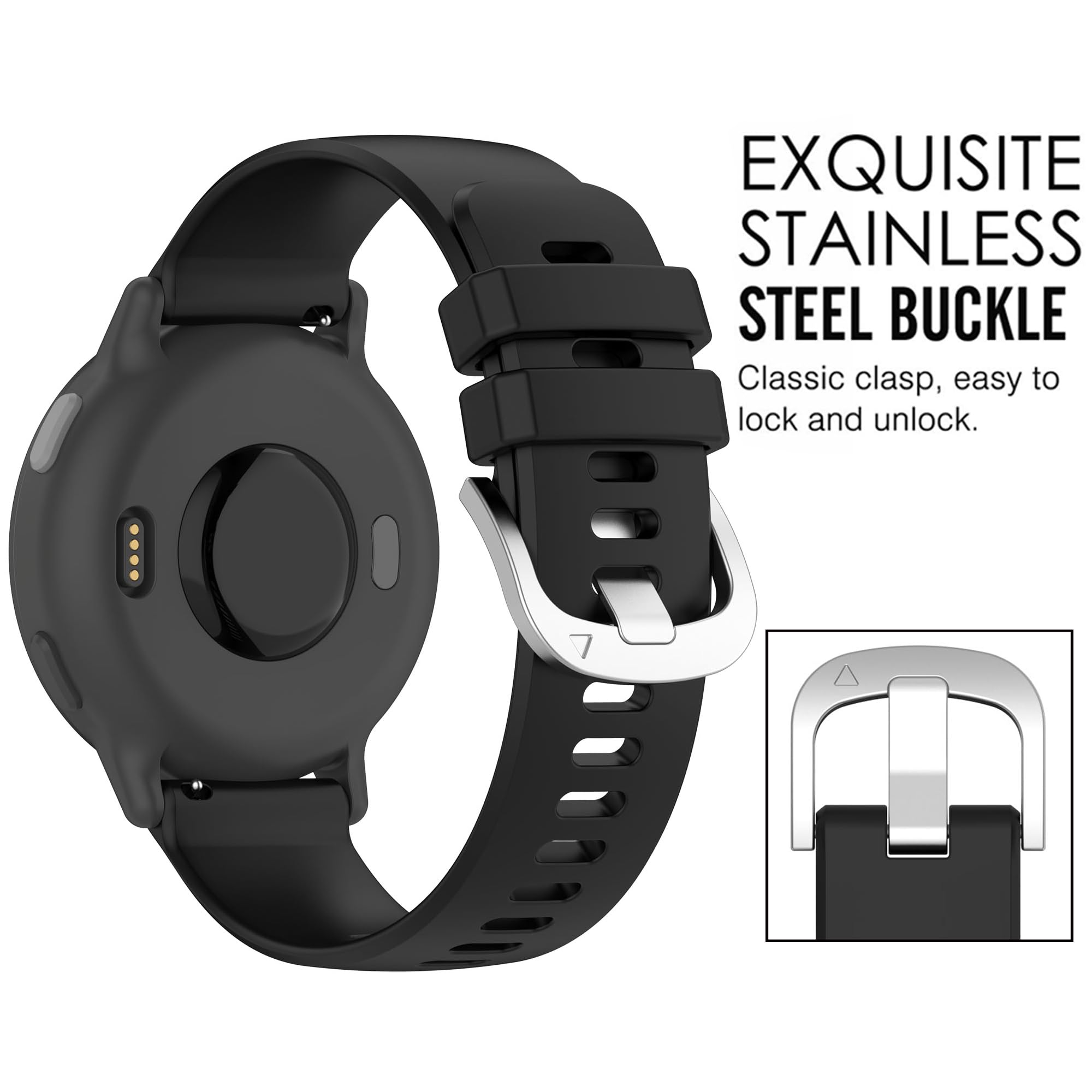 Bracelet pour Garmin Vivoactive 5, bracelet de rechange en silicone souple pour Garmin Vivoactive 6/Forerunner 55/Forerunner 165 (pas de tracker, bracelets de rechange uniquement)