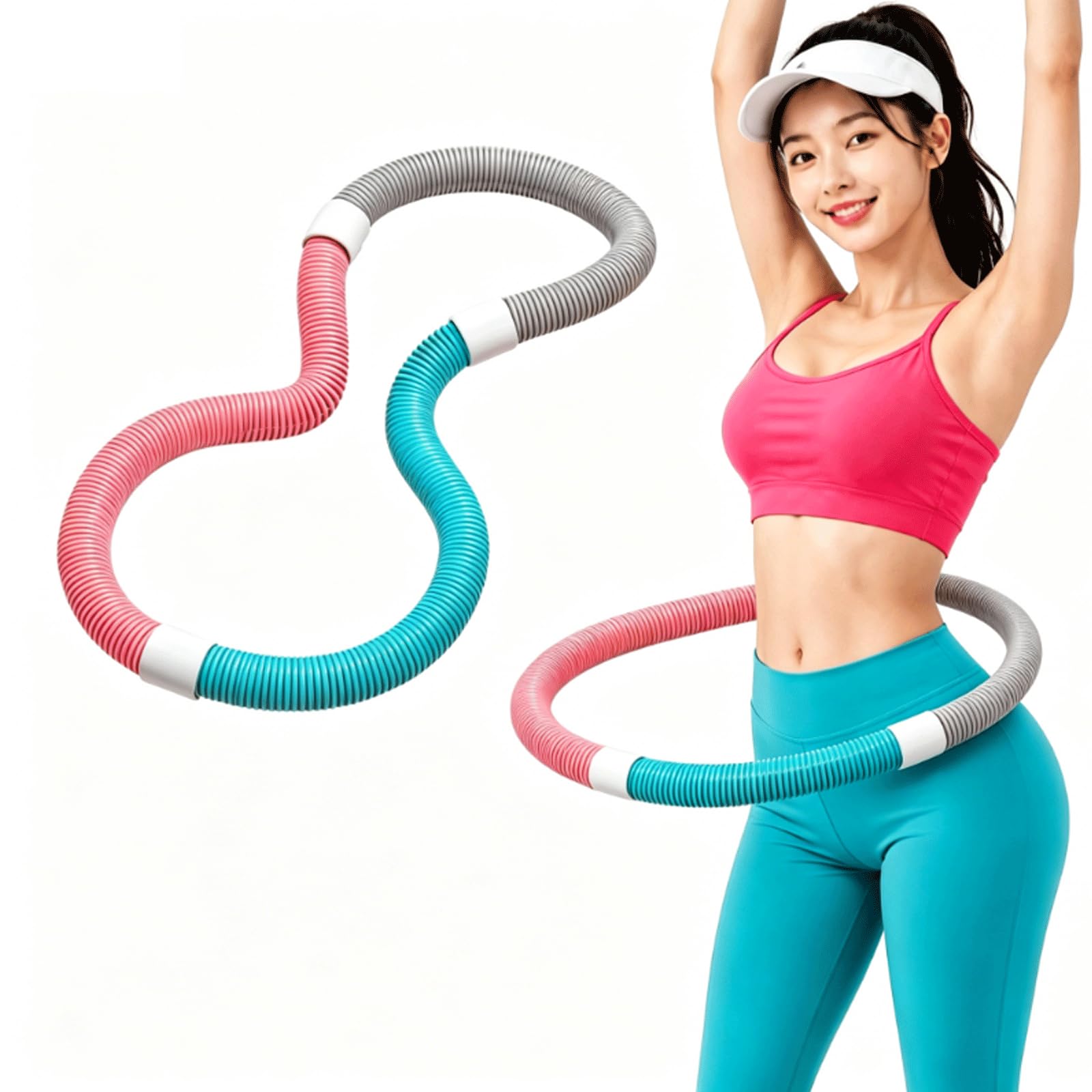 Bookwarm Hula Hoop, Weight Loss, Belly Fitness, PVC Soft Spring Hoop, Foldable, Portable, Quiet Design, Hula Circle, Fat Burning, Muscle Training, Shaping Up (Waist, Back, Legs, Chest), Indoor/Park-image-0