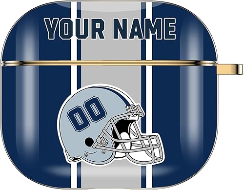 Funda de casco de fútbol con nombre y número personalizado para AirPods Pro de 3 generación Pro 2 2019 2021 2022 funda protectora para AirPods con