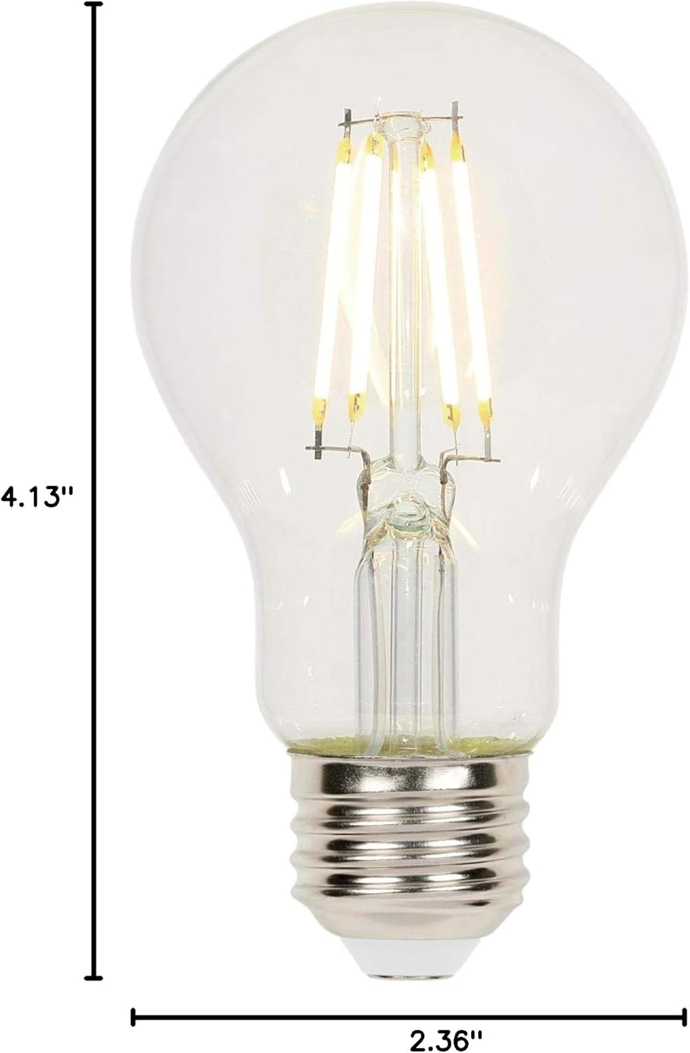 Westinghouse 5316420 4.5 Watt (40 Watt Equivalent) A19 Dimmable Clear Filament LED Light Bulb, Medium Base, 6-Pack