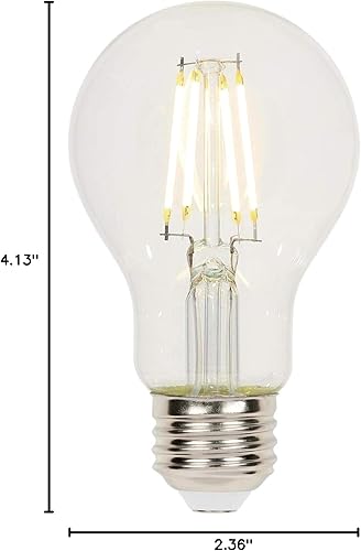 Vista 15 de Westinghouse 5016300 - Bombilla LED de filamento blanco suave regulable A19 de 6.5 vatios (equivalente a 60 vatios), base media