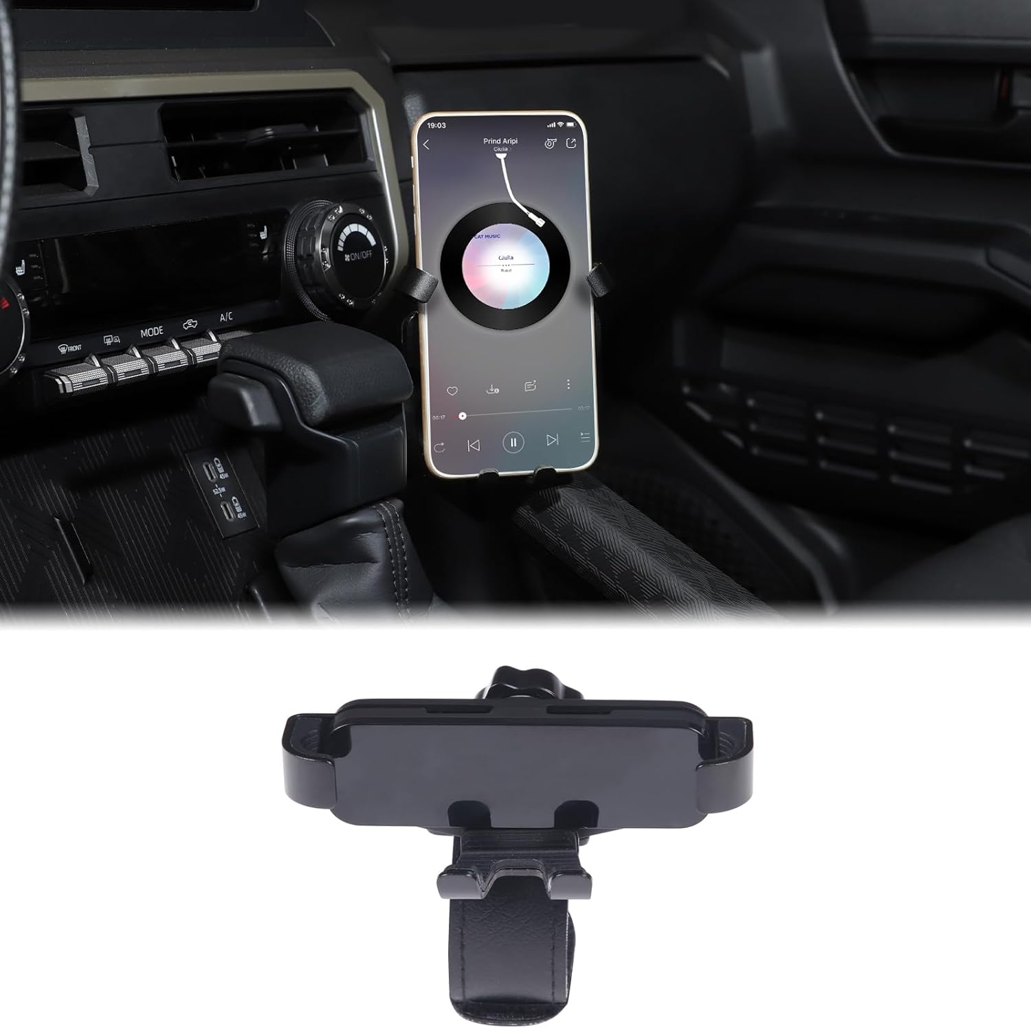Car Magnetic Suction Phone Holder Compatible with Toyota Tacoma 2024 2025 2026 Accessories, Hands-Free Mobile Phone Mount Universal Cell Phones Navigation Bracket Clamps on Center Console Grab Handle