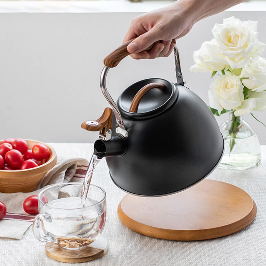 Warmwatertheekoker Theeketel Fluitende Theeketel Theeketel Voor Fornuis Top Food Grade Roestvrijstalen Theepot Met Houten Handvat Camping Theeketel (Color : B, Size : 3L
