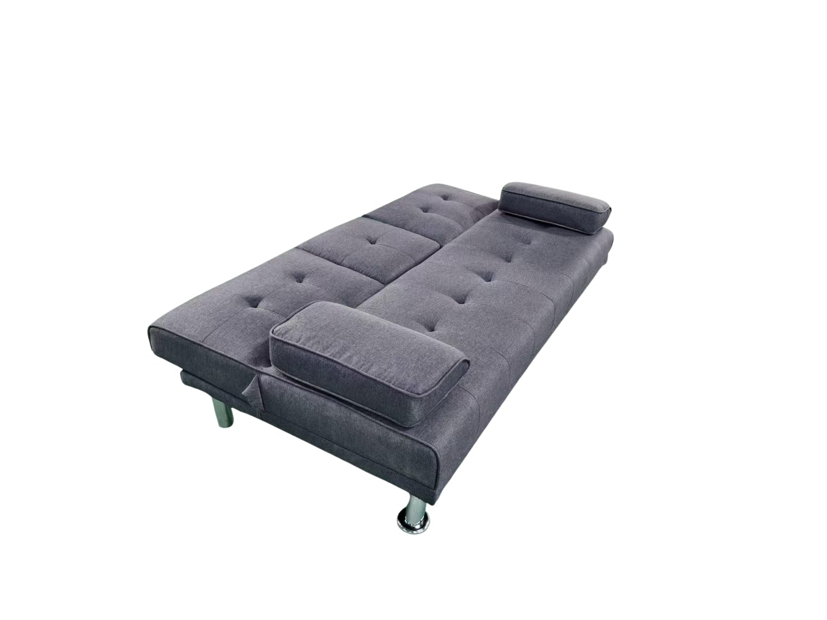 MUEBLIX.COM - Sofa Cama Canos 3 Plazas, Sillón Cama, Cama Sofa, con Mesa Abatible, Tapizado Tela Sintética, Apertura Clic-Clac, Sofa de Diseño, Color Gris