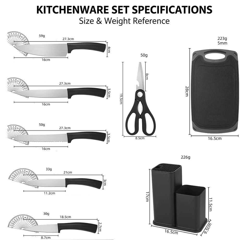 Set di 19 Utensili da Cucina in Silicone con Coltelli in Acciaio Inox E Supporto, Kit di Strumenti Antiaderenti con Manico in Legno per La Cucina Domestica Quotidiana off-White
