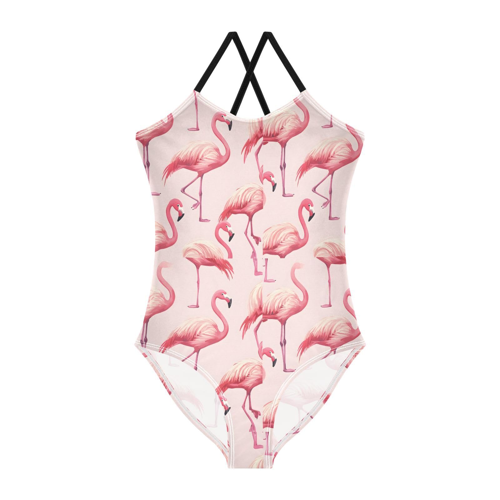 ALAZA Cute Flamingo Bird Girls Swimsuit Bathing Suit Beach Swimwear One Piece 3T