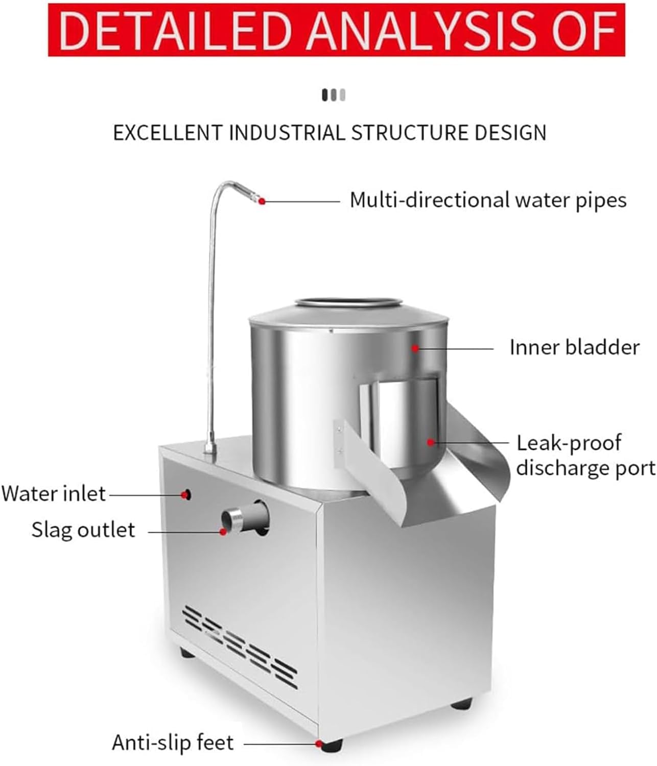 MObyat Máquina Peladora Patatas Comercial, Lavadora Automática Peladora Patatas Acero Inoxidable 1100 W con Tubería Agua Controlable, 240 Kg/h/pelado Rápido En 2 Minutos, para Batatas Jengibre Y Taro