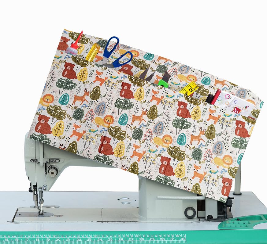 GREEN DECOR Printed Felt Fabric Sewing Machine Cover For Domestic & Industrial with 3 Storage Pockets,Tailoring Silai Machine with Most Standard Juki Jack Usha(MultiColor 21X8.5X11 Inch) Piece Of 1