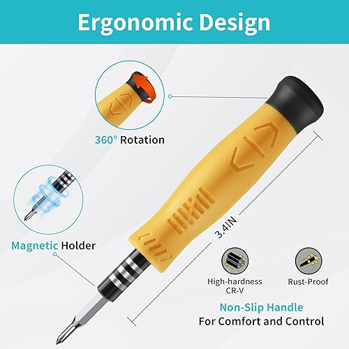 Miniatura 10 de SHOWPIN Juego de destornilladores de precisión para electrónica kit de herramientas de reparación de computadora con 101 puntas - Kit de