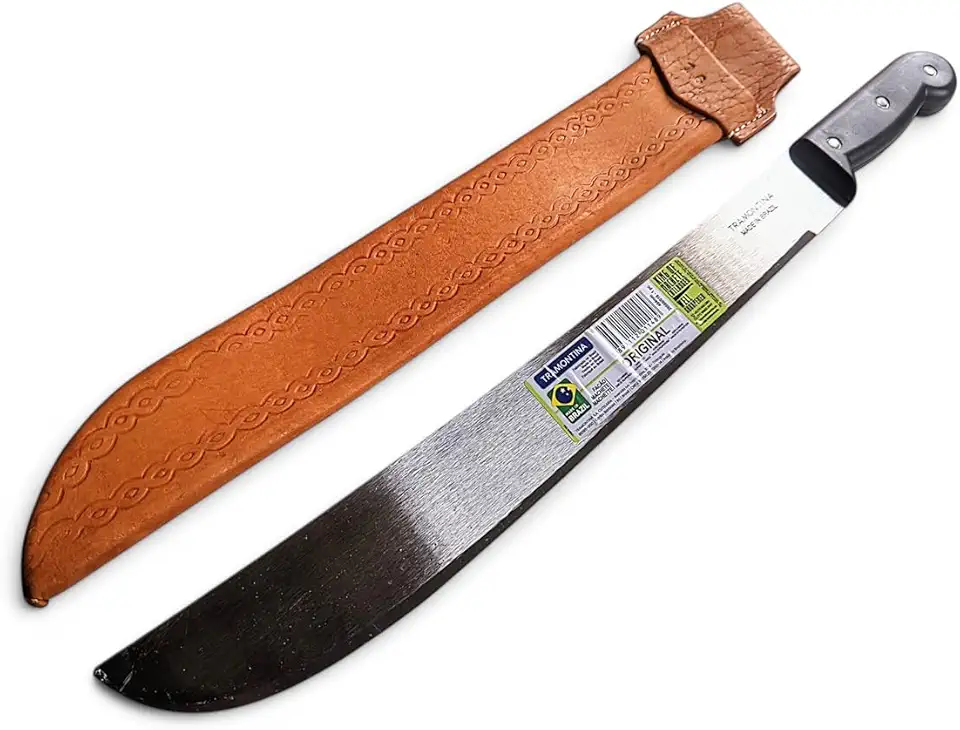 Facão Para Mato Cana Galho Pescaria 16" Polegadas + Bainha em Couro Legitimo