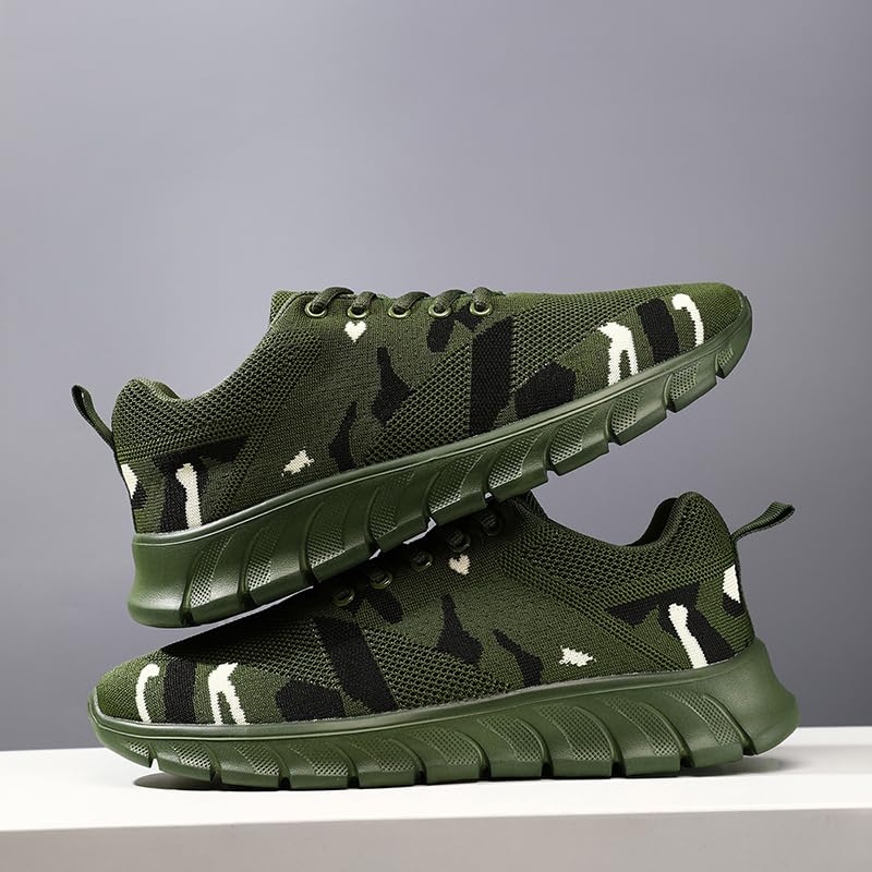 Image of Womens Tennis Shoes Sneakers Walking Running Gym Athletic Slip On Shoes Casual Workout Shoes for Women Lightweight Comfortable Breathable Dark Green US Size 7.5