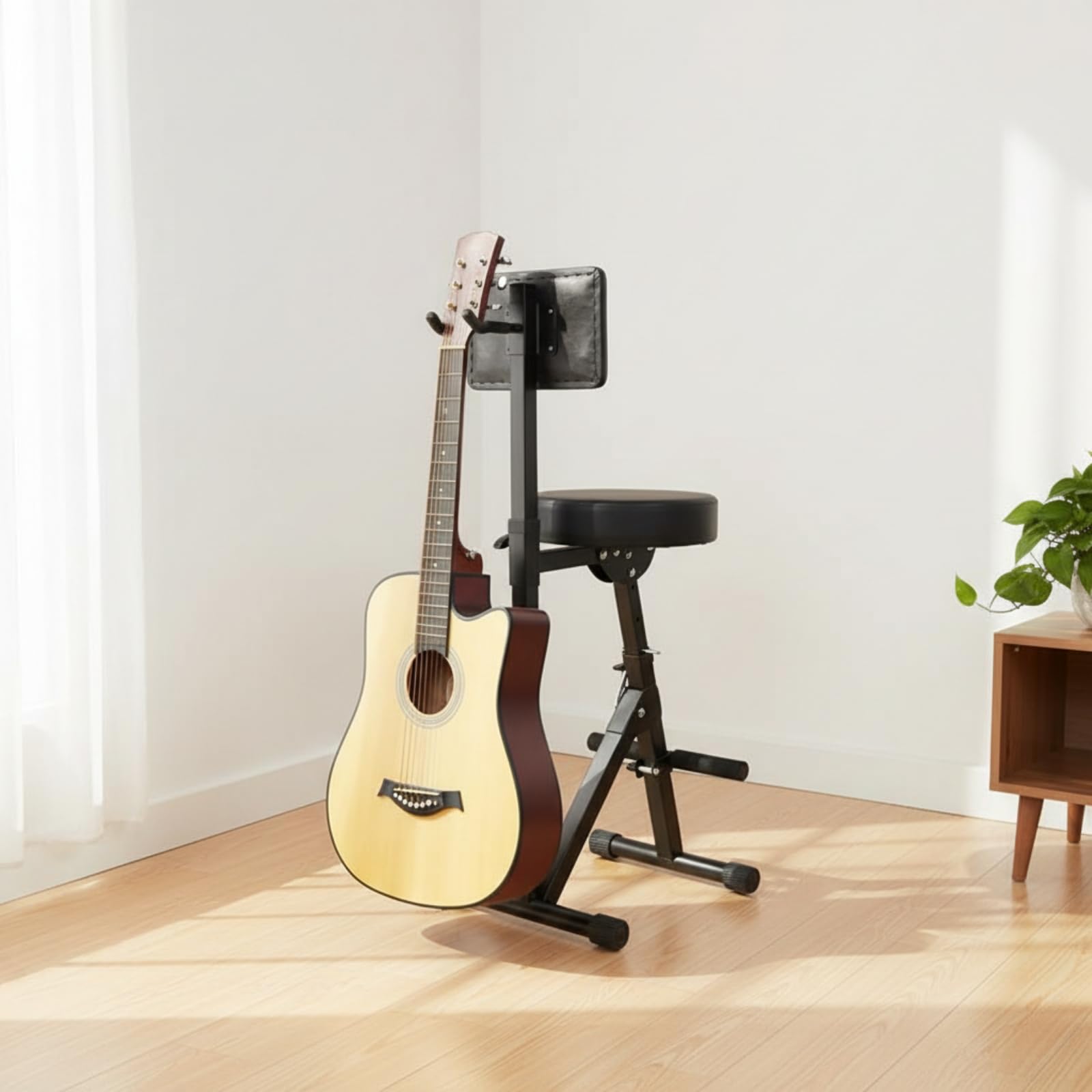 TISHITA Tabouret Musicien Confortable, Style to 1 | Pliable, Tabouret avec Dossier, Rembourré, pour Scène, Guitaristes