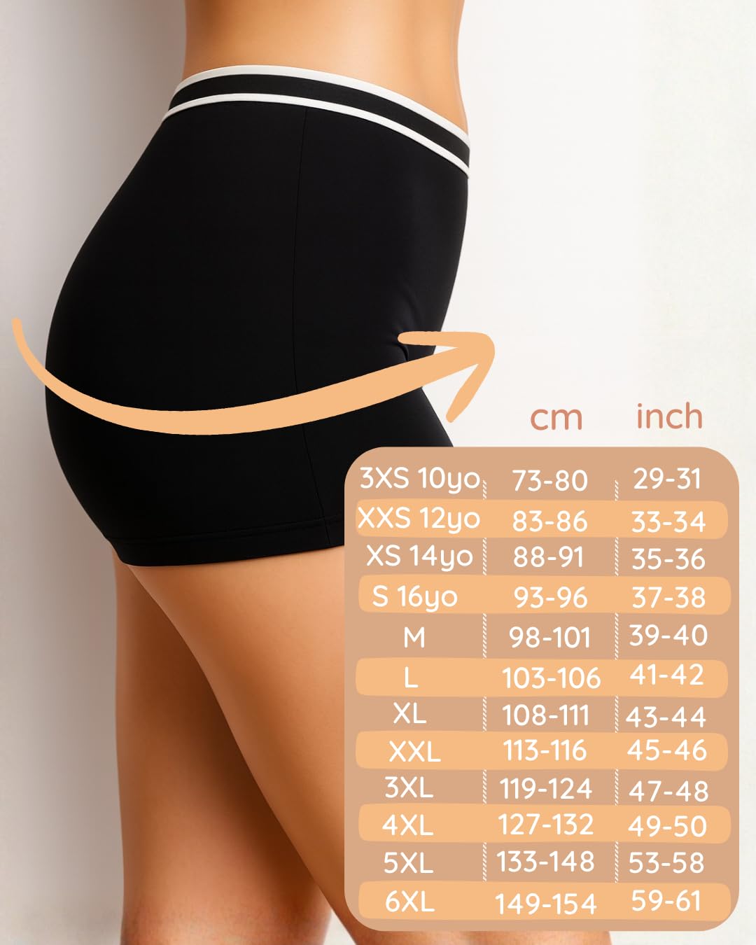 Absorbujące Majtki Menstruacyjne = 3 tampony - Nadają się do prania - Bawełna - Ekologiczne - Miesiączka - Majtki menstruacyjne - XXS/4XL
