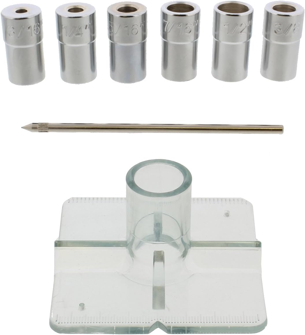 Drill Guide Dowel Kit Jig with 6 Bushings 3/16”, 1/4”, 5/16”, 3/8”, 7/