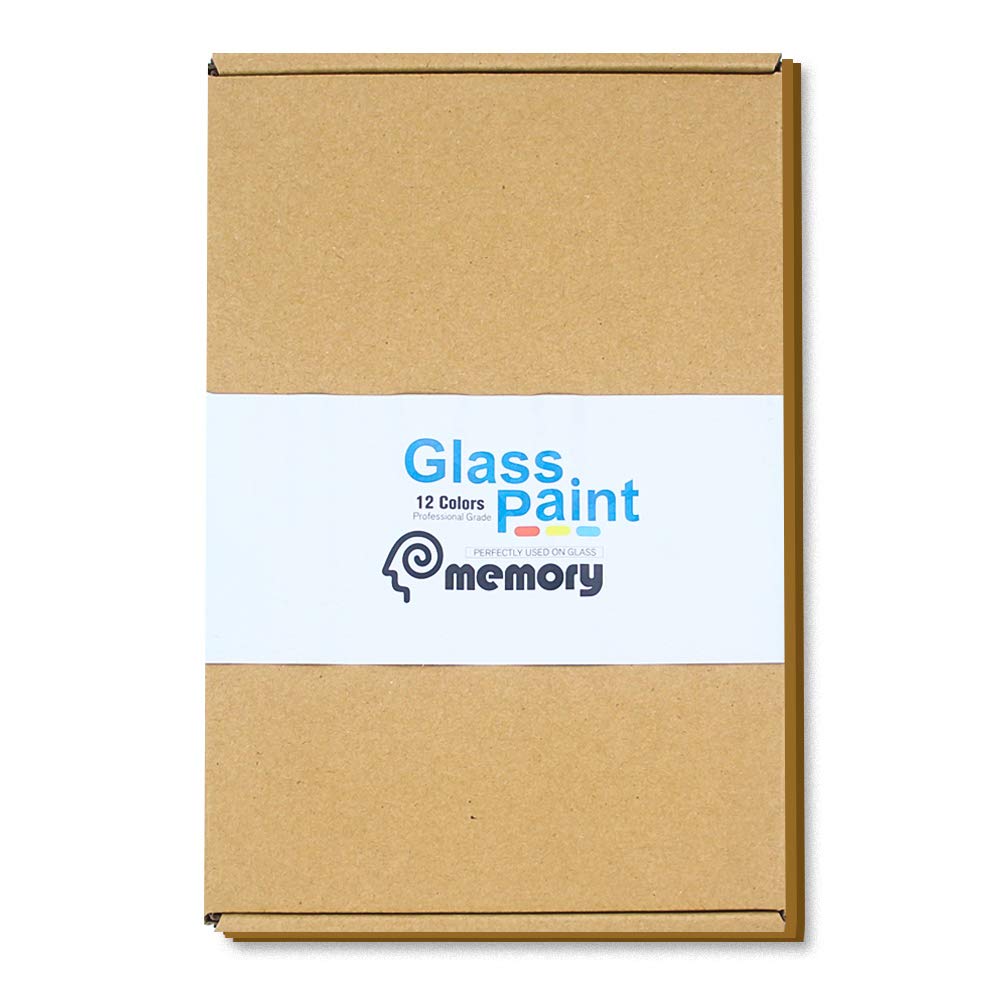 COLORFUL Stain Glass Paint Kit with 12 Colors, 3 Nylon Brushes, 1