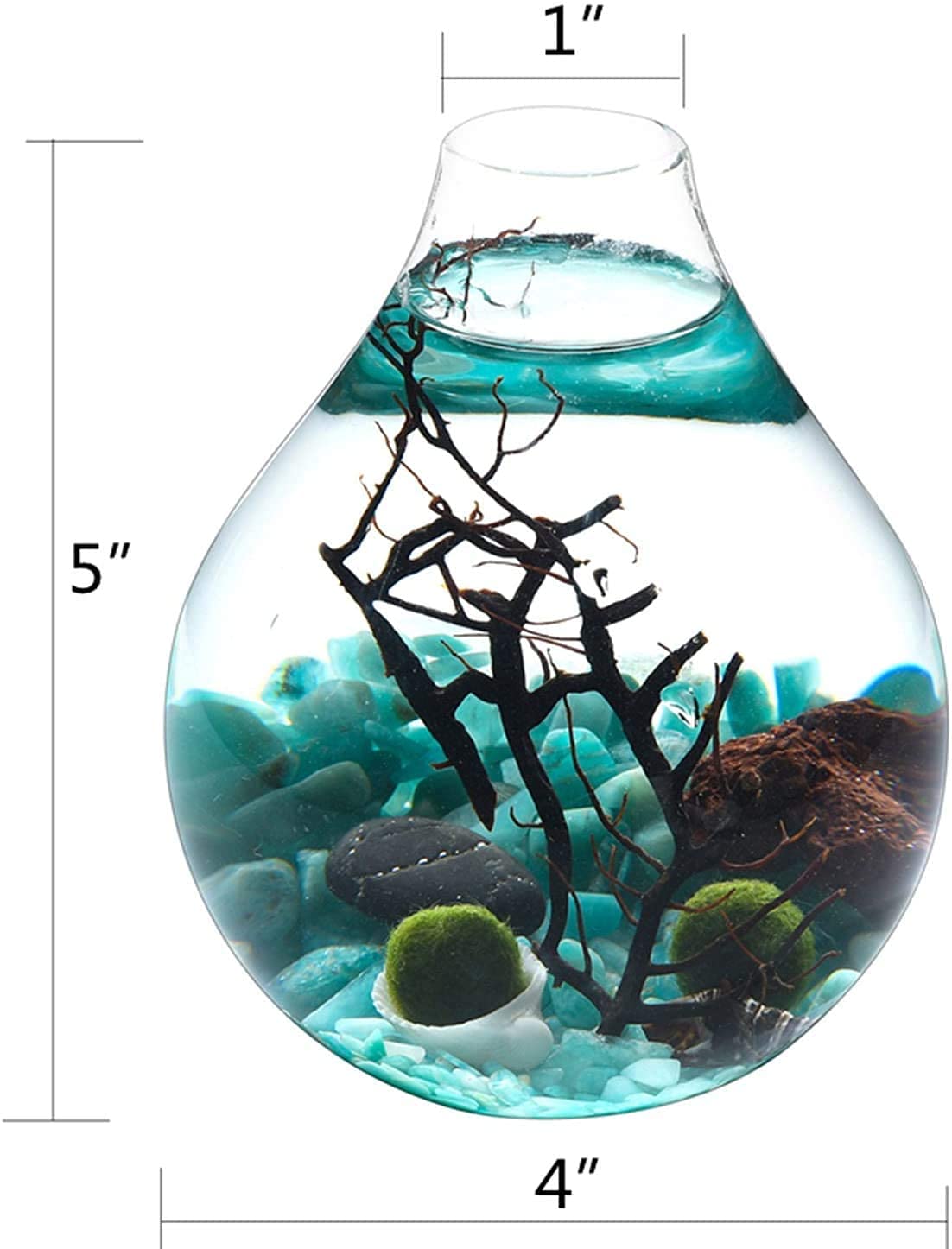 Ecosides Marimo mech piłka terrarium, zestaw do akwarium ze szkła łezki terrarium Zen terrarium moos Ball akwarium DIY terrarium pojemnik (biały)