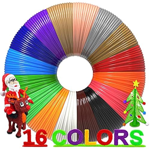 16-Color 320ft PLA 3D Pen Filament Refills - 1.75mm, 250 Stencils eBook - for SCRIB3D P1 and MYNT3D Pens