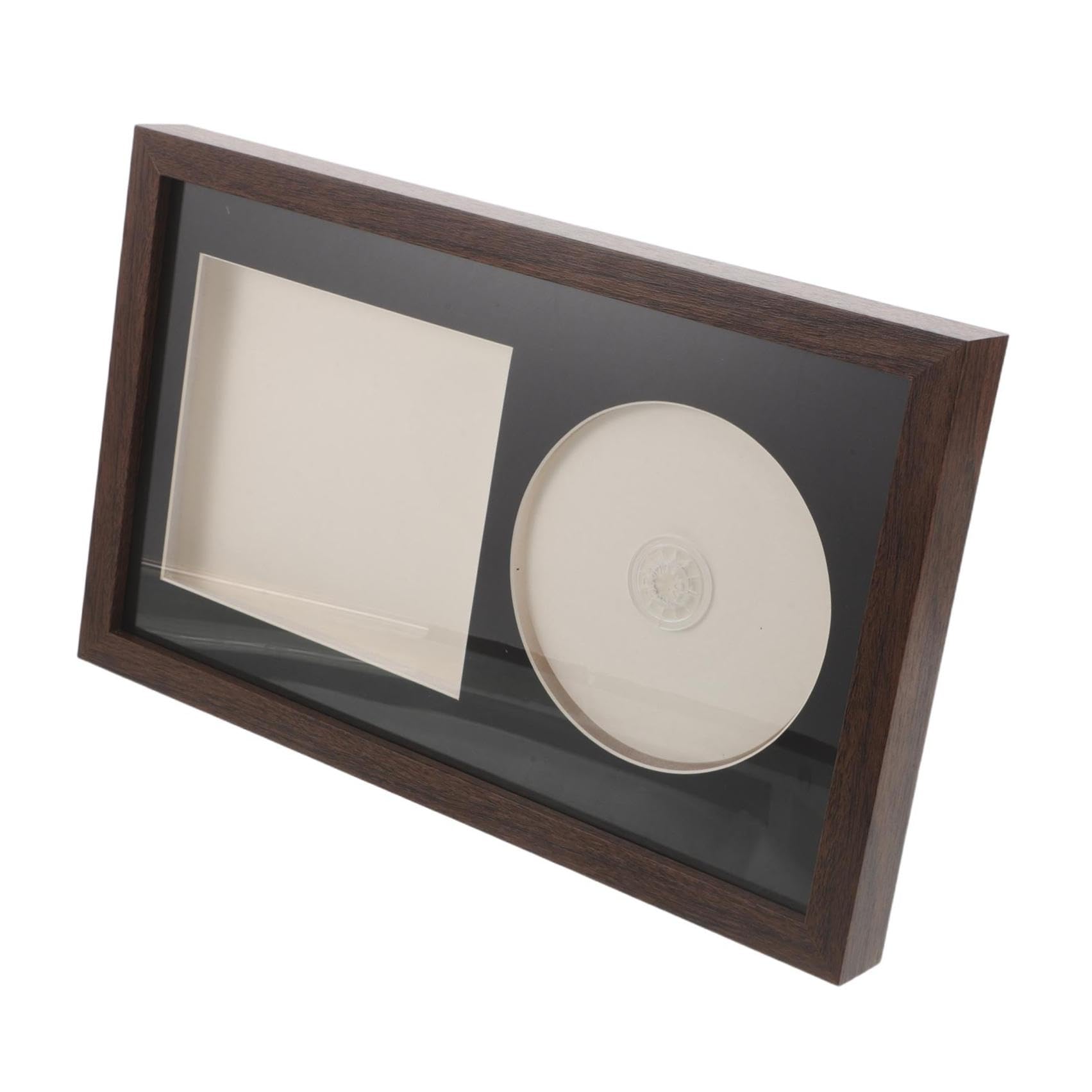 VILLCASE Cornice Espositore per Dischi in Vinile e CD Design 3d Cavo in Legno e Plastica, Supporto per Scaffale o Soggiorno, Protezione e Esposizione Completa per Album Musicali