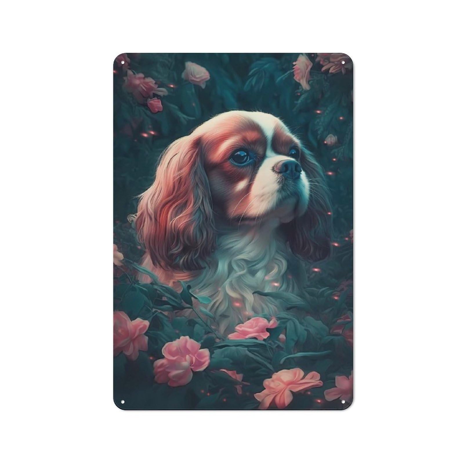 Junmoney Cavalier King Charles Span Creative Metal Wall Decor 30X20cm, Metal Desk Wall Sign For Hobby Room, Office, Lounge Or Living Room