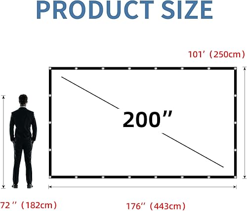 Miniatura 9 de Pantalla de proyector, HUANYINGBJB 4K 169 HD, pantalla de proyector frontal trasera, pantalla de proyección plegable, de doble cara, portátil, para