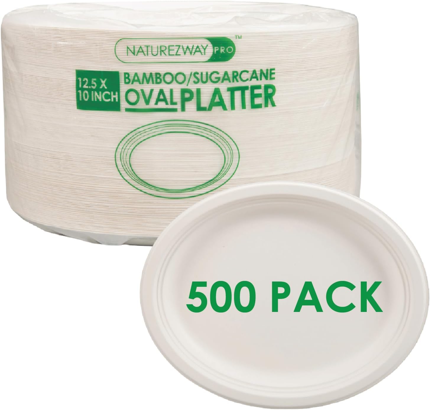 presents: 500-Pack of 10 Round Plates with 3 Compartments - Restaurant Grade Premium Quality Bamboo & Sugarcane Tableware - Eco-Friendly, Tree-Free, Compostable