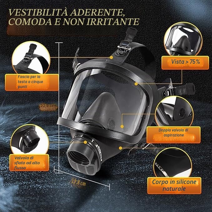Maschera antigas, utilizzata per la sopravvivenza alle armi nucleari e chimiche, respiratore tattico militare, maschera integrale con filtro al carbone attivo da 40mm