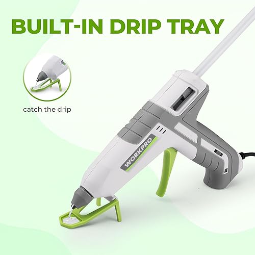 Miniatura 8 de WORKPRO Pistola de pegamento caliente tamaño completo – Juego de pistola de pegamento de doble temperatura de 60/100 W con 10 barras de pegamento