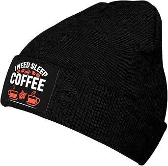I Need Sleep Coffee Beanie Hat Acrylic Knit Warm Winter Hats for Women Men Skull Cap