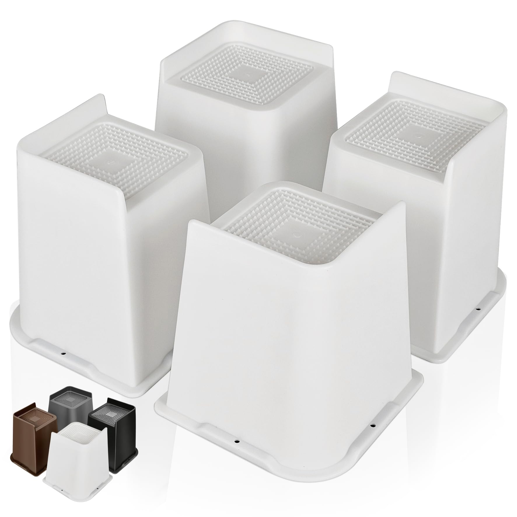 Mixdora White Bed Risers 6 Inch Oversized Furniture Risers Heavy Duty L-Shape Sofa Risers For Couches Table Chair Set Of 4 Pack (, 6 Inch)