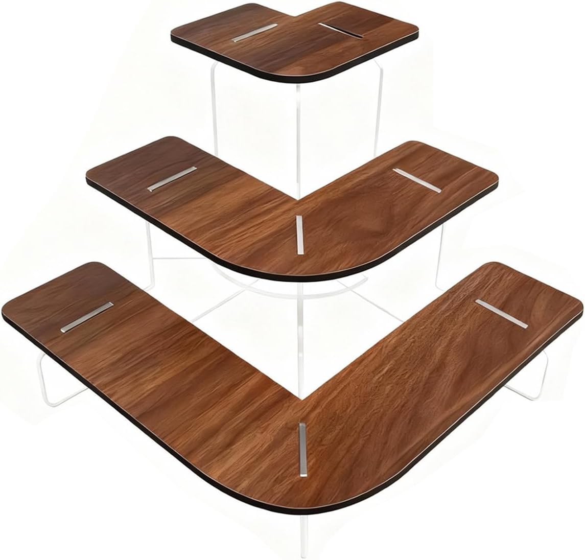 3-Tier Corner Retail Display Stand with Acrylic & Wood Shelves - Round Corner Portable Table Top Rack for Counter, Craft Shows, Farmers Market, Trade Shows