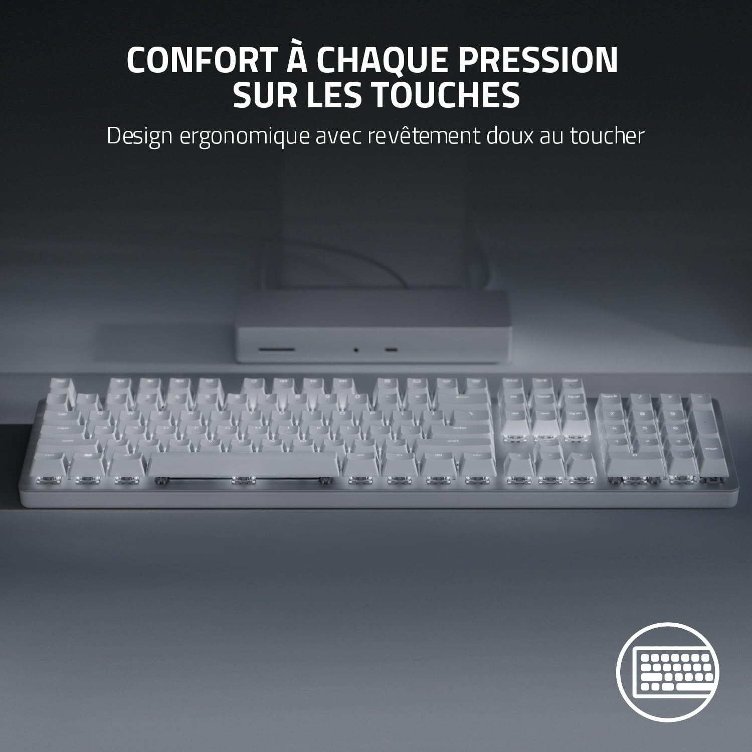 Razer Pro Type Ultra - Clavier professionnel sans fil ergonomique pour une productivité accrue au bureau - sans fil USB pour - Buetooth PC/Mac - FR-Clavier AZERTY | Mercury