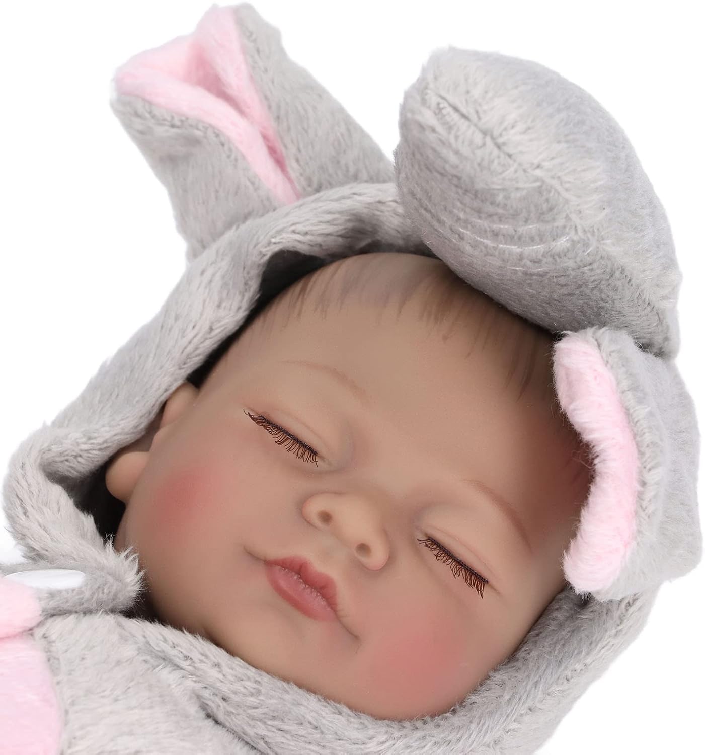 Newborn Baby Doll, 10 Inch Soft Lovely Exquisite Lifelike Infant Doll Safe Flexible for Holiday Party(10inch Closed Eyes Black Girl)