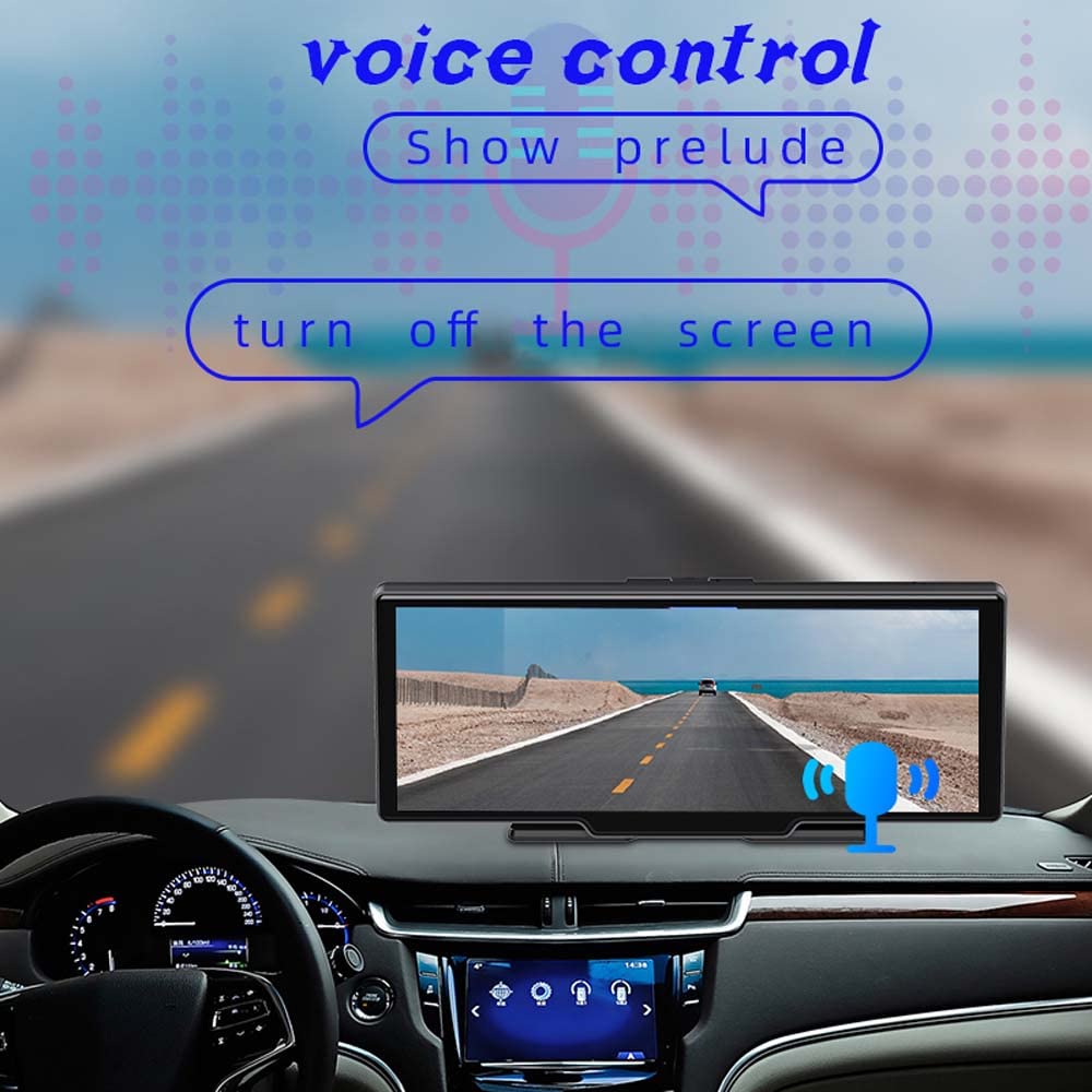 10" Super HD IPS Écran Tactile Smart Display Stéréo de Voiture Enregistreur Avant Intégré 12V-24V Camion Van sans Fil Carplay Android Auto Bluetooth 5.0 Mains Libres AHD Caméra