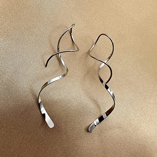 925 Sterling Silver Threader Earrings For Women Trendy, Handmade Earrings Jewelry, Twisted Linear Curved Drop Dangle Earrings, Hypoallergenic Earrings For Teens Girls Gift #TOP2