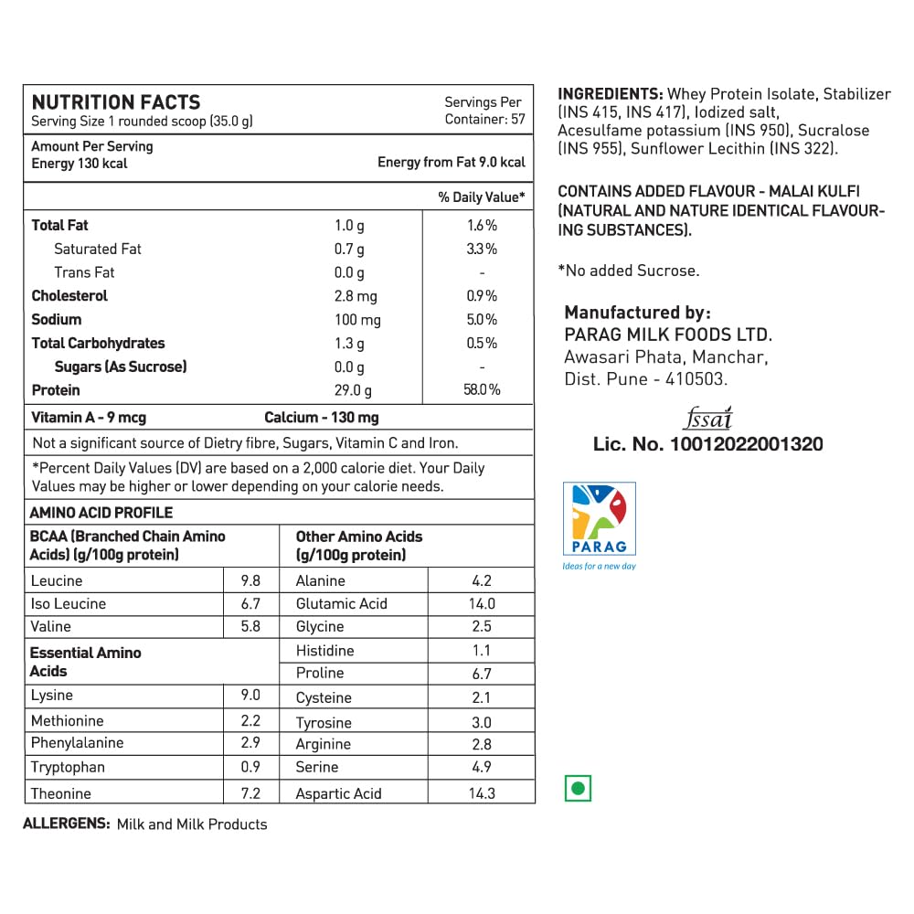 avvatar ISORICH WHEY PROTEIN | 2Kg | Malai Kulfi Flavour | 29g Protein | 57 Servings | Isolate — Amazon image 7